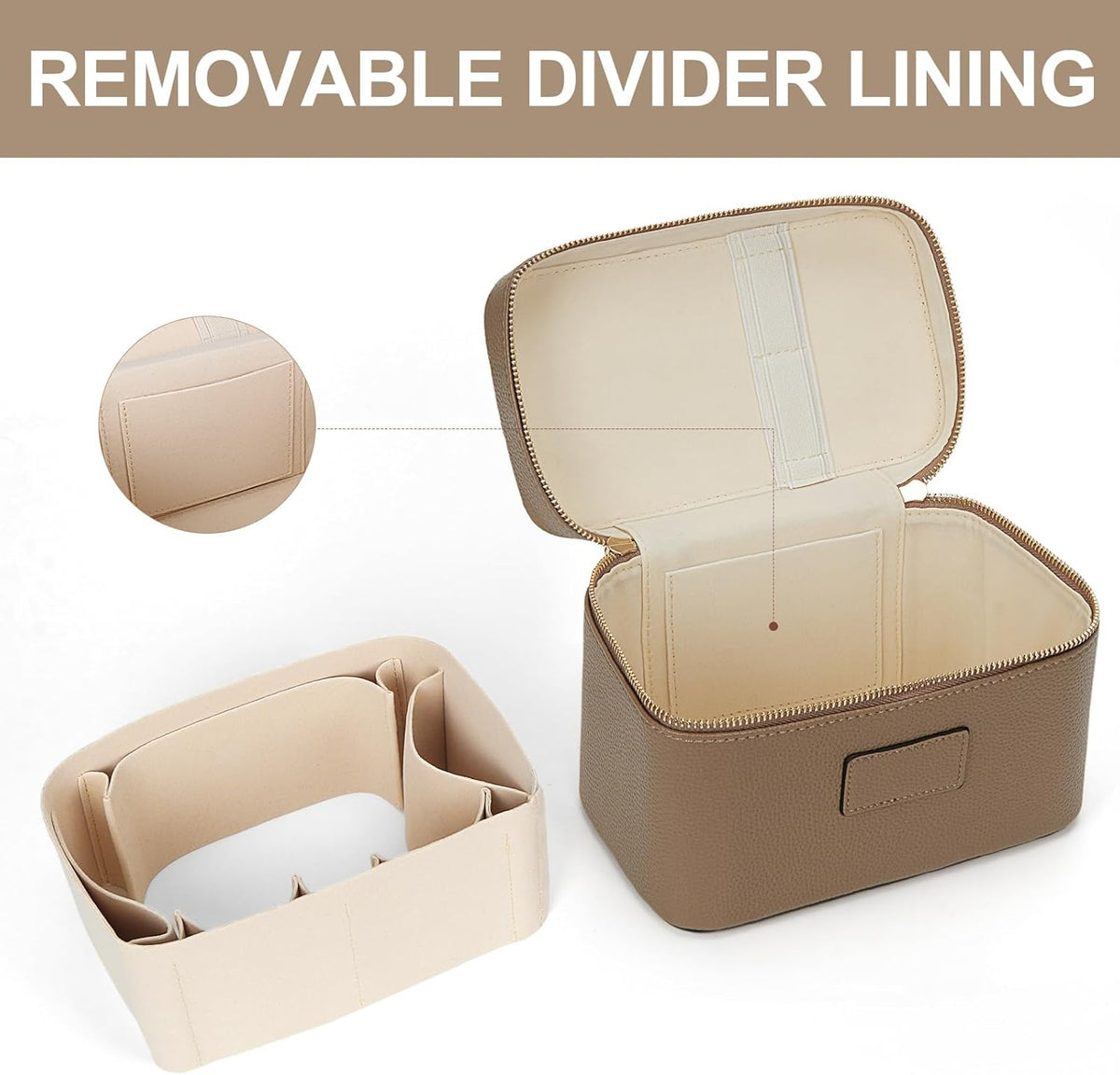 Makeup Bag Vanity Case for Women Leather Cosmetic Bag Travel Toiletry Bags Portable Makeup Organizer Case
