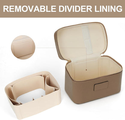 Makeup Bag Vanity Case for Women Leather Cosmetic Bag Travel Toiletry Bags Portable Makeup Organizer Case