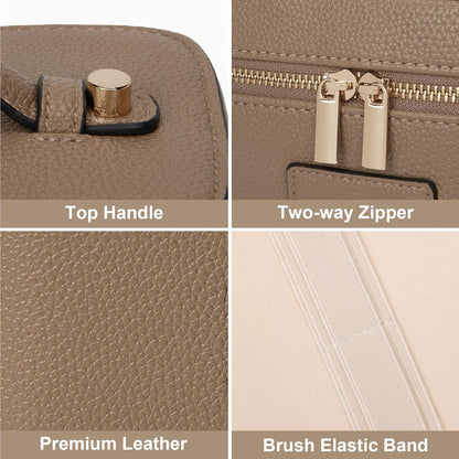 Makeup Bag Vanity Case for Women Leather Cosmetic Bag Travel Toiletry Bags Portable Makeup Organizer Case