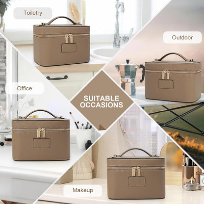 Makeup Bag Vanity Case for Women Leather Cosmetic Bag Travel Toiletry Bags Portable Makeup Organizer Case