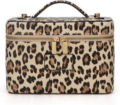 Makeup Bag Vanity Case for Women Leather Cosmetic Bag Travel Toiletry Bags Portable Makeup Organizer Case