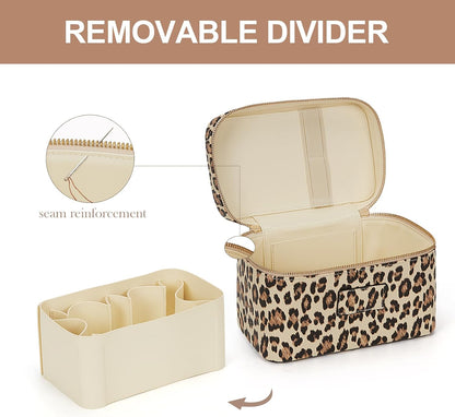 Makeup Bag Vanity Case for Women Leather Cosmetic Bag Travel Toiletry Bags Portable Makeup Organizer Case