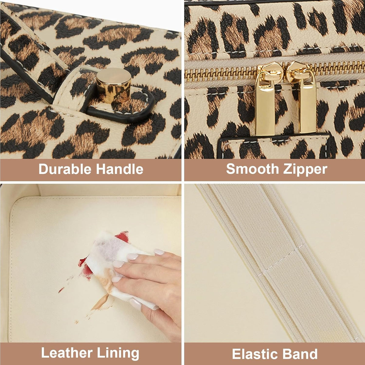 Makeup Bag Vanity Case for Women Leather Cosmetic Bag Travel Toiletry Bags Portable Makeup Organizer Case