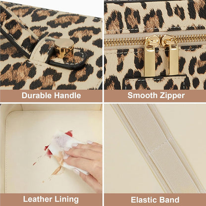 Makeup Bag Vanity Case for Women Leather Cosmetic Bag Travel Toiletry Bags Portable Makeup Organizer Case