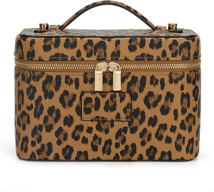 Makeup Bag Vanity Case for Women Leather Cosmetic Bag Travel Toiletry Bags Portable Makeup Organizer Case