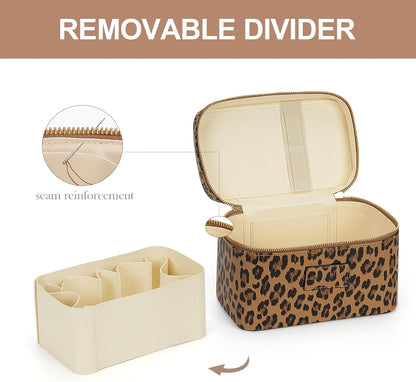Makeup Bag Vanity Case for Women Leather Cosmetic Bag Travel Toiletry Bags Portable Makeup Organizer Case