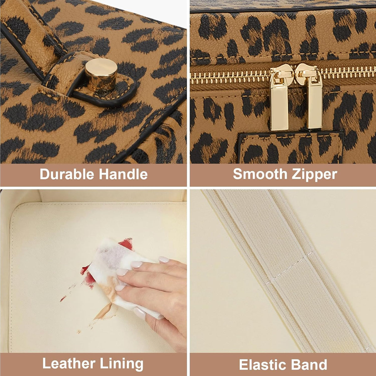 Makeup Bag Vanity Case for Women Leather Cosmetic Bag Travel Toiletry Bags Portable Makeup Organizer Case