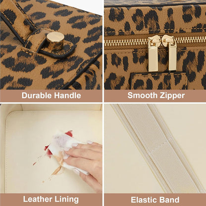 Makeup Bag Vanity Case for Women Leather Cosmetic Bag Travel Toiletry Bags Portable Makeup Organizer Case