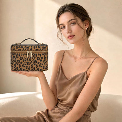 Makeup Bag Vanity Case for Women Leather Cosmetic Bag Travel Toiletry Bags Portable Makeup Organizer Case