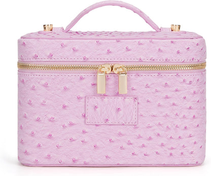 Makeup Bag Vanity Case for Women Leather Cosmetic Bag Travel Toiletry Bags Portable Makeup Organizer Case