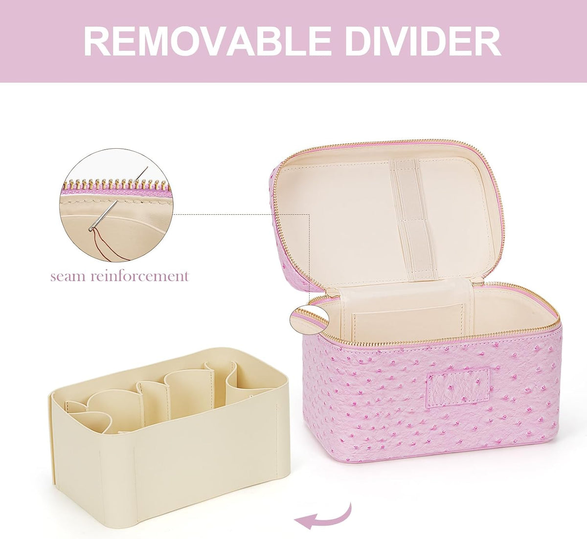 Makeup Bag Vanity Case for Women Leather Cosmetic Bag Travel Toiletry Bags Portable Makeup Organizer Case