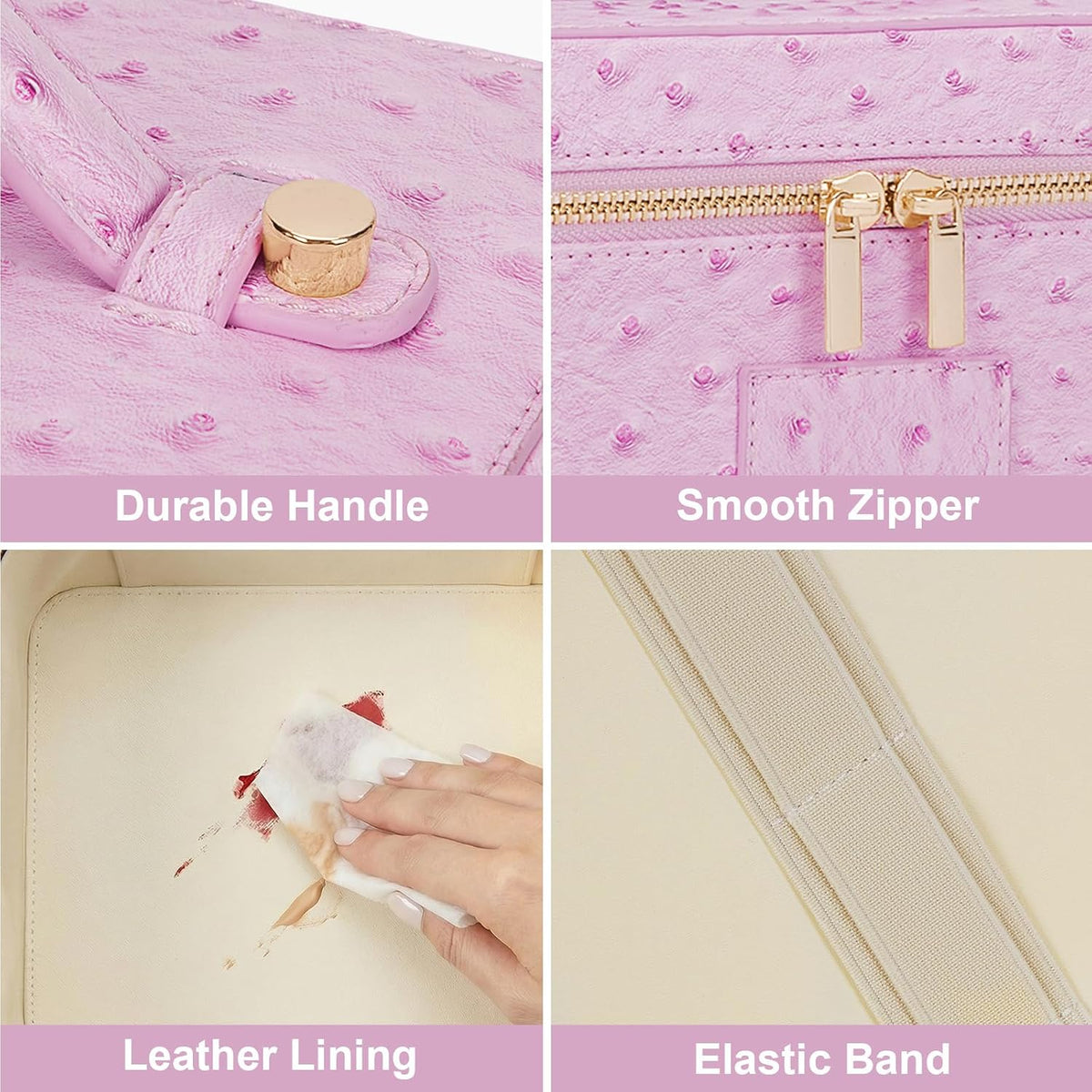 Makeup Bag Vanity Case for Women Leather Cosmetic Bag Travel Toiletry Bags Portable Makeup Organizer Case