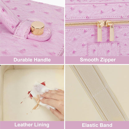Makeup Bag Vanity Case for Women Leather Cosmetic Bag Travel Toiletry Bags Portable Makeup Organizer Case