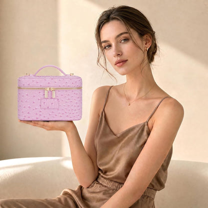 Makeup Bag Vanity Case for Women Leather Cosmetic Bag Travel Toiletry Bags Portable Makeup Organizer Case