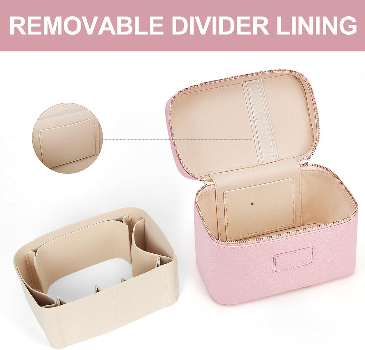 Makeup Bag Vanity Case for Women Leather Cosmetic Bag Travel Toiletry Bags Portable Makeup Organizer Case