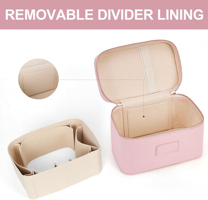 Makeup Bag Vanity Case for Women Leather Cosmetic Bag Travel Toiletry Bags Portable Makeup Organizer Case