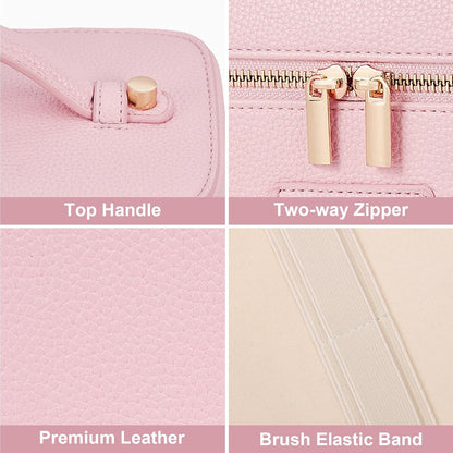 Makeup Bag Vanity Case for Women Leather Cosmetic Bag Travel Toiletry Bags Portable Makeup Organizer Case
