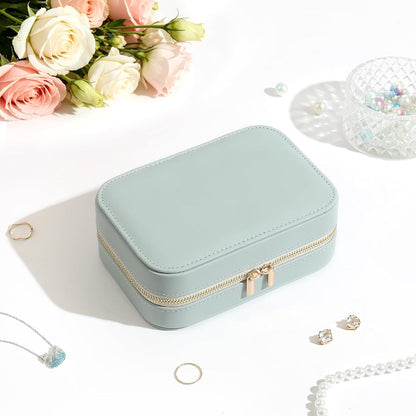 Genuine Leather Travel Jewelry Organizer Case for Women, Small Mini Portable Jewelry Box for Ring Earrings Necklace Bracelet Luxury Gift for Women Yellow