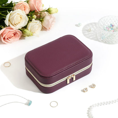 Genuine Leather Travel Jewelry Organizer Case for Women, Small Mini Portable Jewelry Box for Ring Earrings Necklace Bracelet Luxury Gift for Women Yellow