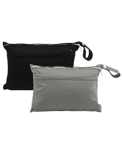 Wet Dry Bags 3 Pack, Waterproof Reusable Travel Bags for Swimsuits, Baby Cloth Diapers, Beach, Pool, Gym Bag & Wet Clothes with 2 Pockets L-BWG - Colors B