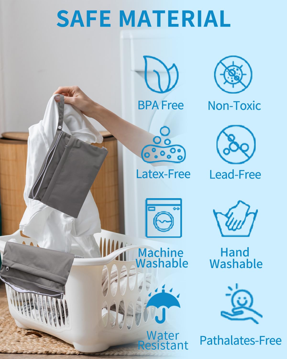 Wet Dry Bags 3 Pack, Waterproof Reusable Travel Bags for Swimsuits, Baby Cloth Diapers, Beach, Pool, Gym Bag & Wet Clothes with 2 Pockets L-BWG - Colors B