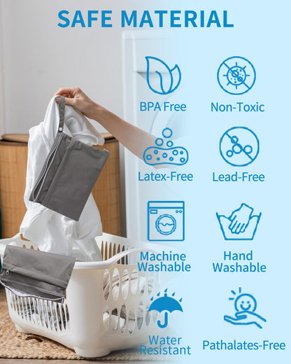 Wet Dry Bags 3 Pack, Waterproof Reusable Travel Bags for Swimsuits, Baby Cloth Diapers, Beach, Pool, Gym Bag & Wet Clothes with 2 Pockets L-BWG - Colors B