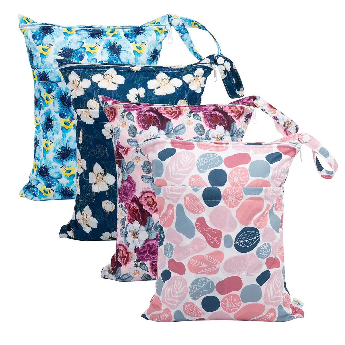 Wet Dry Bags 3 Pack, Waterproof Reusable Travel Bags for Swimsuits, Baby Cloth Diapers, Beach, Pool, Gym Bag & Wet Clothes with 2 Pockets L-BWG - Colors B