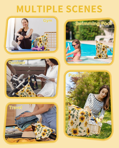 Wet Dry Bags 3 Pack, Waterproof Reusable Travel Bags for Swimsuits, Baby Cloth Diapers, Beach, Pool, Gym Bag & Wet Clothes with 2 Pockets L-BWG - Colors B