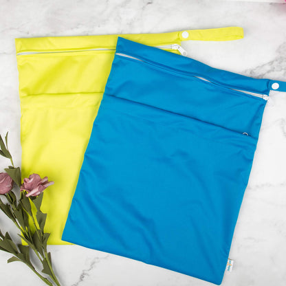 Wet Dry Bags 3 Pack, Waterproof Reusable Travel Bags for Swimsuits, Baby Cloth Diapers, Beach, Pool, Gym Bag & Wet Clothes with 2 Pockets L-BWG - Colors B