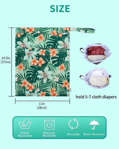 Wet Dry Bags 3 Pack, Waterproof Reusable Travel Bags for Swimsuits, Baby Cloth Diapers, Beach, Pool, Gym Bag & Wet Clothes with 2 Pockets L-BWG - Colors B