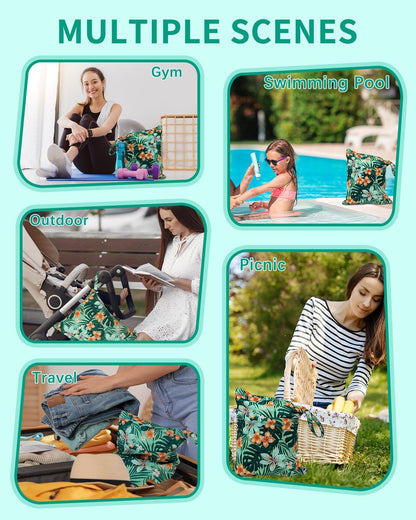 Wet Dry Bags 3 Pack, Waterproof Reusable Travel Bags for Swimsuits, Baby Cloth Diapers, Beach, Pool, Gym Bag & Wet Clothes with 2 Pockets L-BWG - Colors B