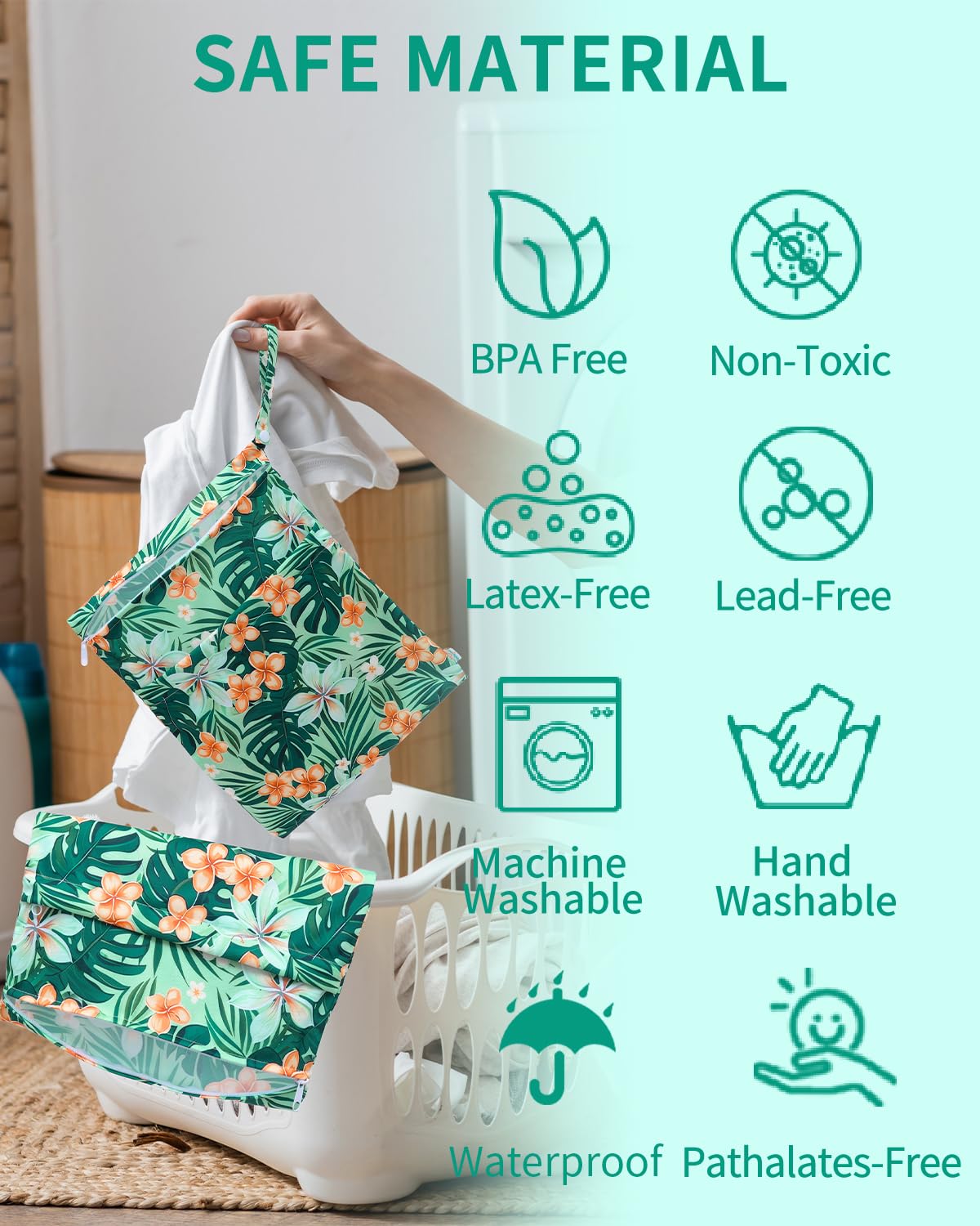Wet Dry Bags 3 Pack, Waterproof Reusable Travel Bags for Swimsuits, Baby Cloth Diapers, Beach, Pool, Gym Bag & Wet Clothes with 2 Pockets L-BWG - Colors B