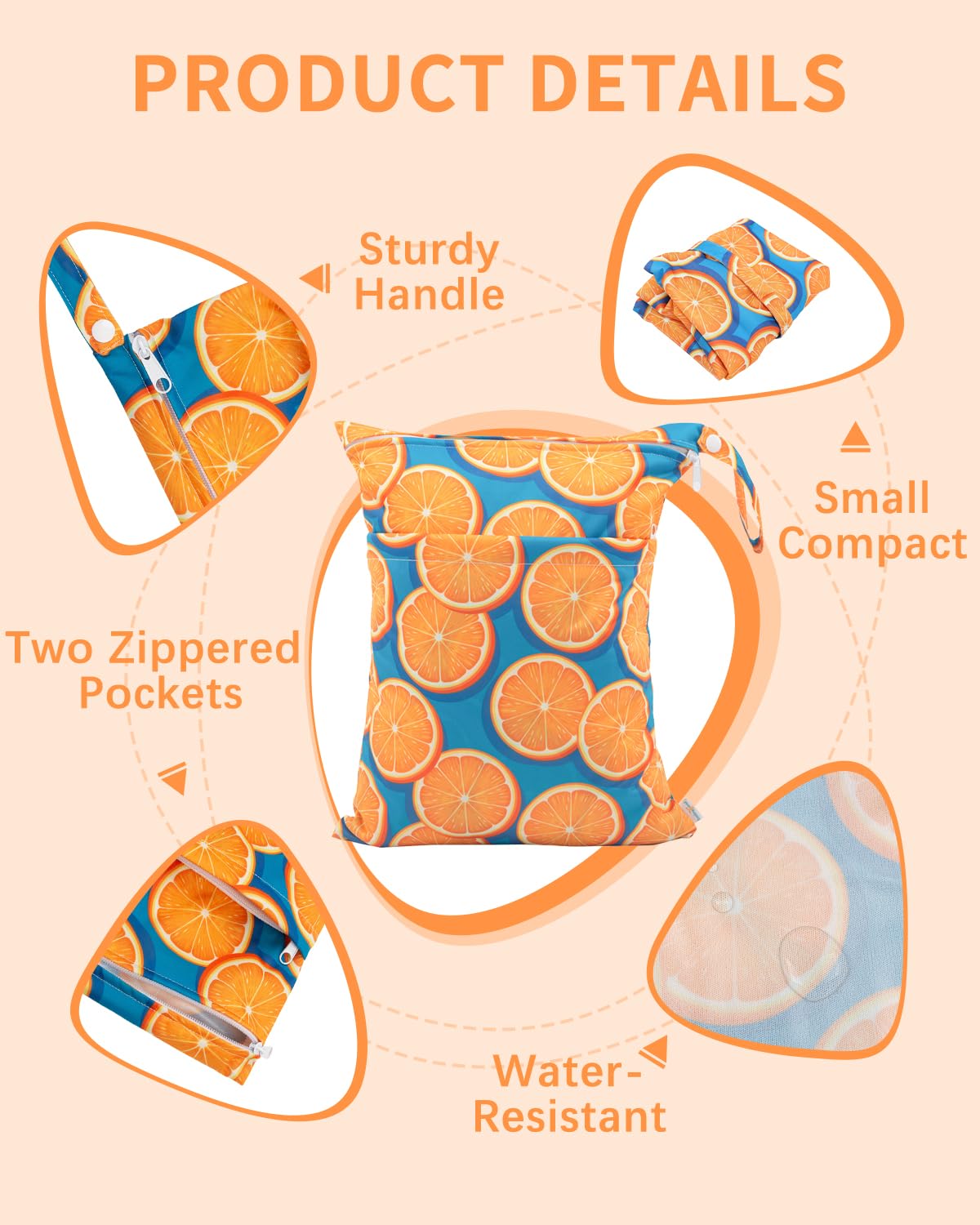 Wet Dry Bags 3 Pack, Waterproof Reusable Travel Bags for Swimsuits, Baby Cloth Diapers, Beach, Pool, Gym Bag & Wet Clothes with 2 Pockets L-BWG - Colors B