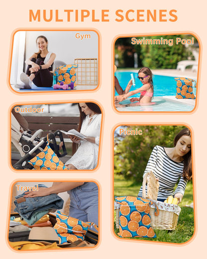 Wet Dry Bags 3 Pack, Waterproof Reusable Travel Bags for Swimsuits, Baby Cloth Diapers, Beach, Pool, Gym Bag & Wet Clothes with 2 Pockets L-BWG - Colors B