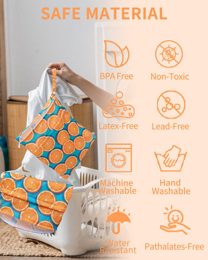 Wet Dry Bags 3 Pack, Waterproof Reusable Travel Bags for Swimsuits, Baby Cloth Diapers, Beach, Pool, Gym Bag & Wet Clothes with 2 Pockets L-BWG - Colors B