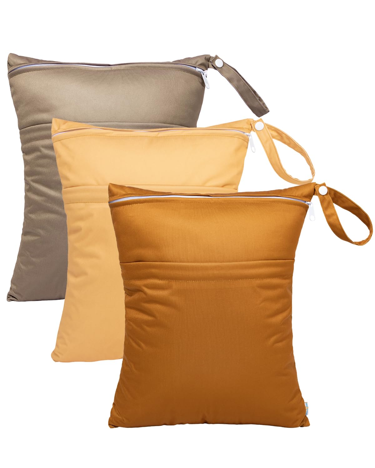 Wet Dry Bags 3 Pack, Waterproof Reusable Travel Bags for Swimsuits, Baby Cloth Diapers, Beach, Pool, Gym Bag & Wet Clothes with 2 Pockets L-BWG - Colors B