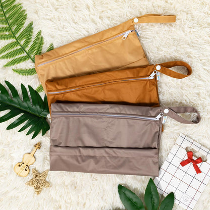 Wet Dry Bags 3 Pack, Waterproof Reusable Travel Bags for Swimsuits, Baby Cloth Diapers, Beach, Pool, Gym Bag & Wet Clothes with 2 Pockets L-BWG - Colors B