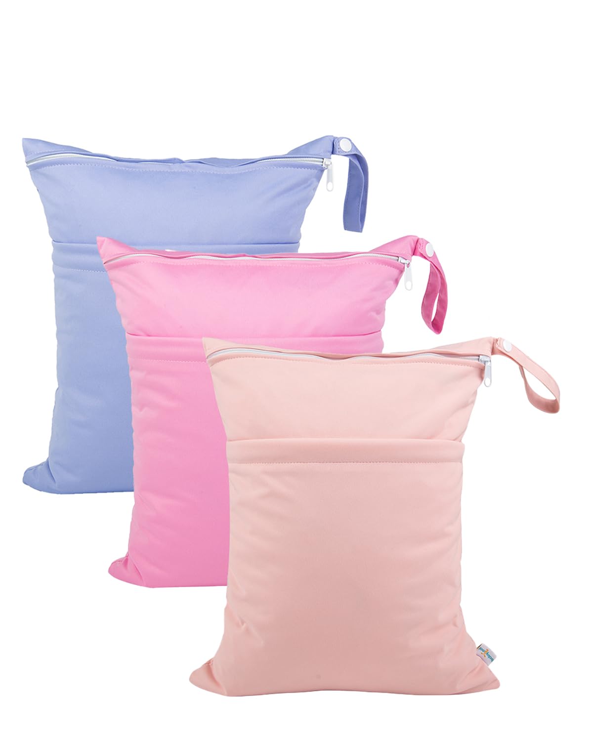 Wet Dry Bags 3 Pack, Waterproof Reusable Travel Bags for Swimsuits, Baby Cloth Diapers, Beach, Pool, Gym Bag & Wet Clothes with 2 Pockets L-BWG - Colors B