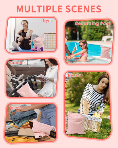 Wet Dry Bags 3 Pack, Waterproof Reusable Travel Bags for Swimsuits, Baby Cloth Diapers, Beach, Pool, Gym Bag & Wet Clothes with 2 Pockets L-BWG - Colors B