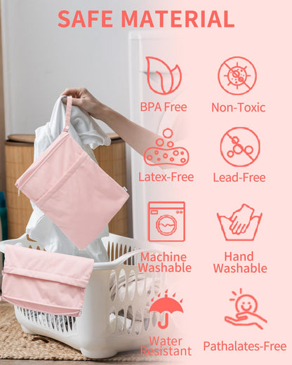 Wet Dry Bags 3 Pack, Waterproof Reusable Travel Bags for Swimsuits, Baby Cloth Diapers, Beach, Pool, Gym Bag & Wet Clothes with 2 Pockets L-BWG - Colors B