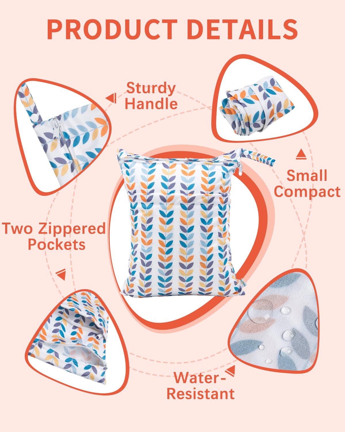 Wet Dry Bags 3 Pack, Waterproof Reusable Travel Bags for Swimsuits, Baby Cloth Diapers, Beach, Pool, Gym Bag & Wet Clothes with 2 Pockets L-BWG - Colors B