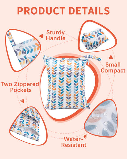 Wet Dry Bags 3 Pack, Waterproof Reusable Travel Bags for Swimsuits, Baby Cloth Diapers, Beach, Pool, Gym Bag & Wet Clothes with 2 Pockets L-BWG - Colors B