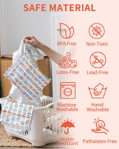 Wet Dry Bags 3 Pack, Waterproof Reusable Travel Bags for Swimsuits, Baby Cloth Diapers, Beach, Pool, Gym Bag & Wet Clothes with 2 Pockets L-BWG - Colors B