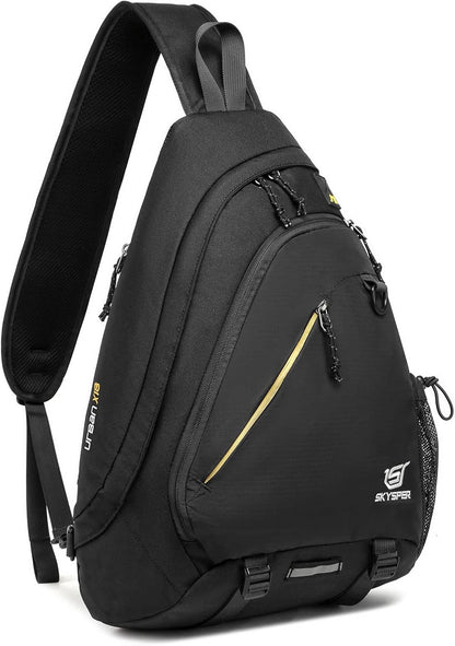 Sling Laptop Bag (Up to 13 Inch) - 18L Crossbody Sling Backpack Travel Shoulder Bag Hiking Daypack for Men Women(Black)