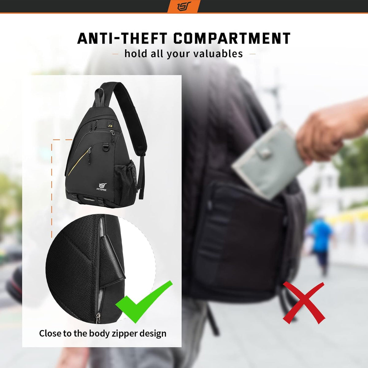 Sling Laptop Bag (Up to 13 Inch) - 18L Crossbody Sling Backpack Travel Shoulder Bag Hiking Daypack for Men Women(Black)