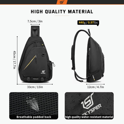 Sling Laptop Bag (Up to 13 Inch) - 18L Crossbody Sling Backpack Travel Shoulder Bag Hiking Daypack for Men Women(Black)