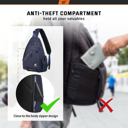 Sling Laptop Bag (Up to 13 Inch) - 18L Crossbody Sling Backpack Travel Shoulder Bag Hiking Daypack for Men Women(Black)