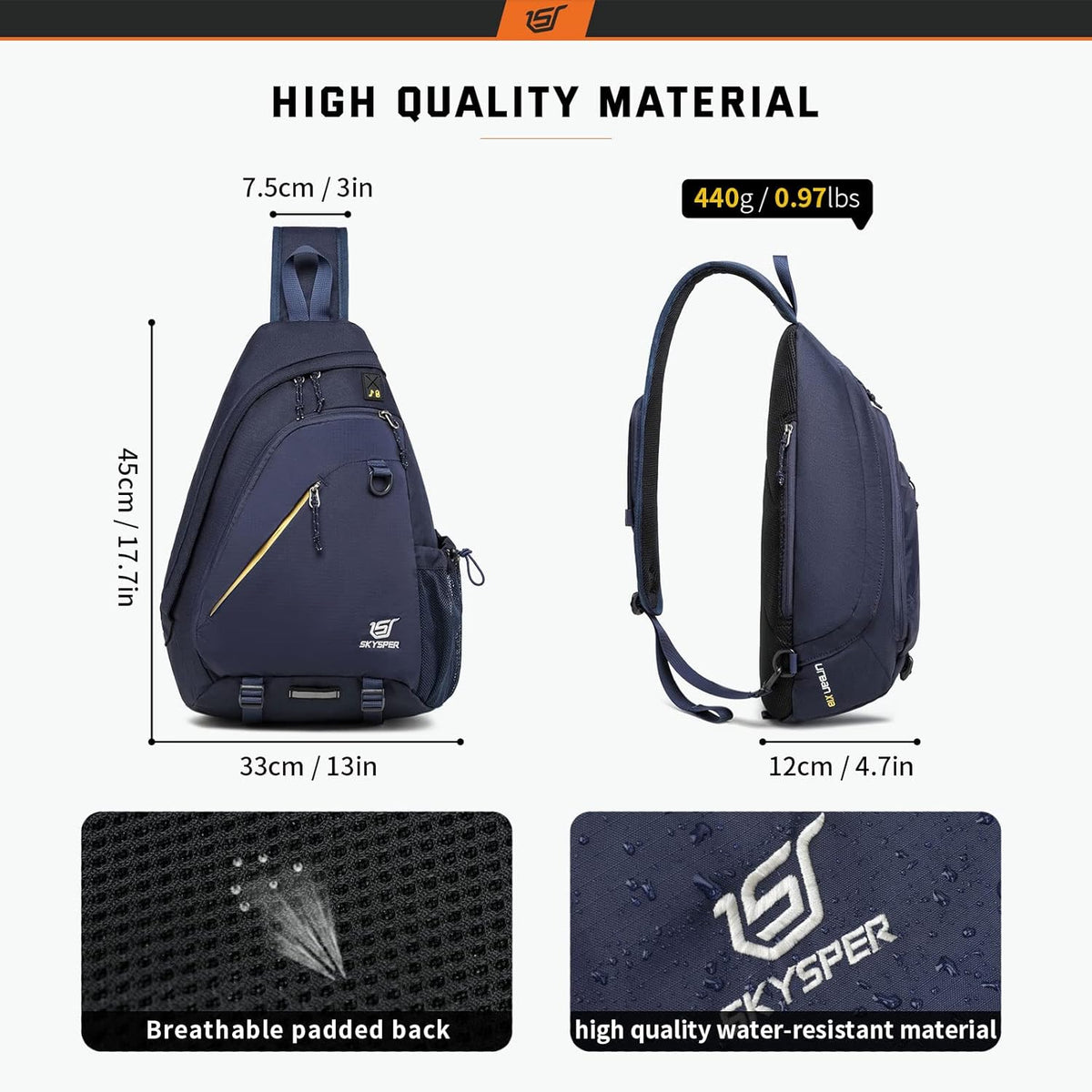 Sling Laptop Bag (Up to 13 Inch) - 18L Crossbody Sling Backpack Travel Shoulder Bag Hiking Daypack for Men Women(Black)