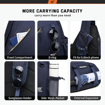 Sling Laptop Bag (Up to 13 Inch) - 18L Crossbody Sling Backpack Travel Shoulder Bag Hiking Daypack for Men Women(Black)