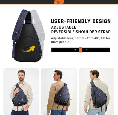 Sling Laptop Bag (Up to 13 Inch) - 18L Crossbody Sling Backpack Travel Shoulder Bag Hiking Daypack for Men Women(Black)
